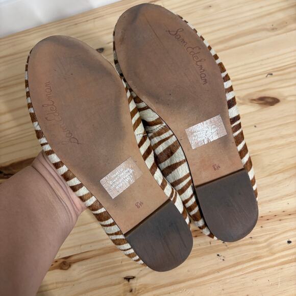 Sam Edelman 8.5 Fur Dyed Cow Hair Felicia Luxe Ballet Shoes Brown Zebra Print - Picture 8 of 11